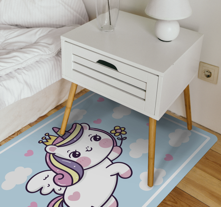 Vinylteppich Baby Baby einhorn auf regenbogen - TenStickers