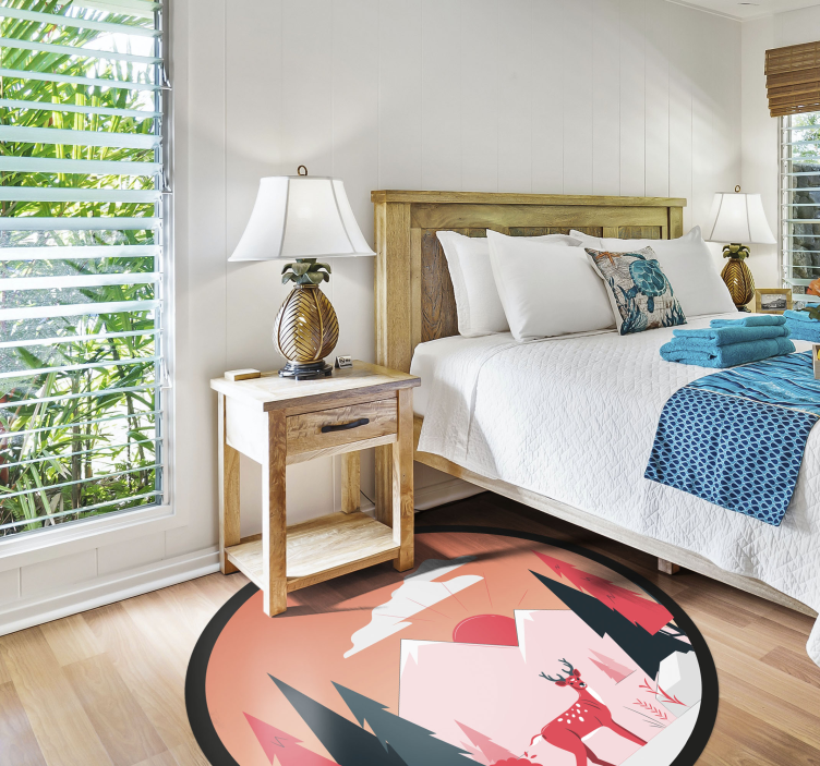 Vinyl Teppich rund Waldlandschaft - TenStickers