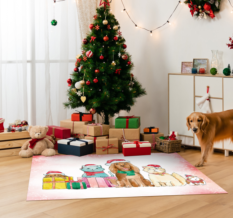 Vinylteppich Tier weihnachts-Haustiere - TenStickers