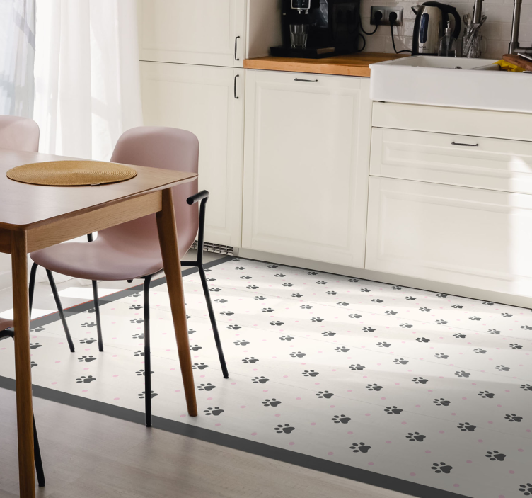 Vinylteppich Animal Print Schwarze pfotenabdrücke - TenStickers