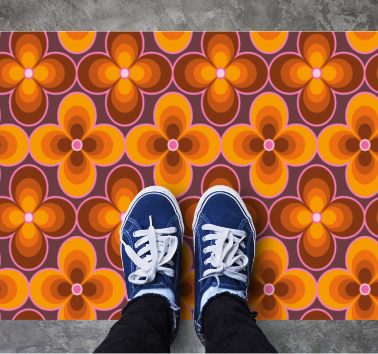 Vinylteppich rechteckig Blumen retro grooviges Muster - TenStickers