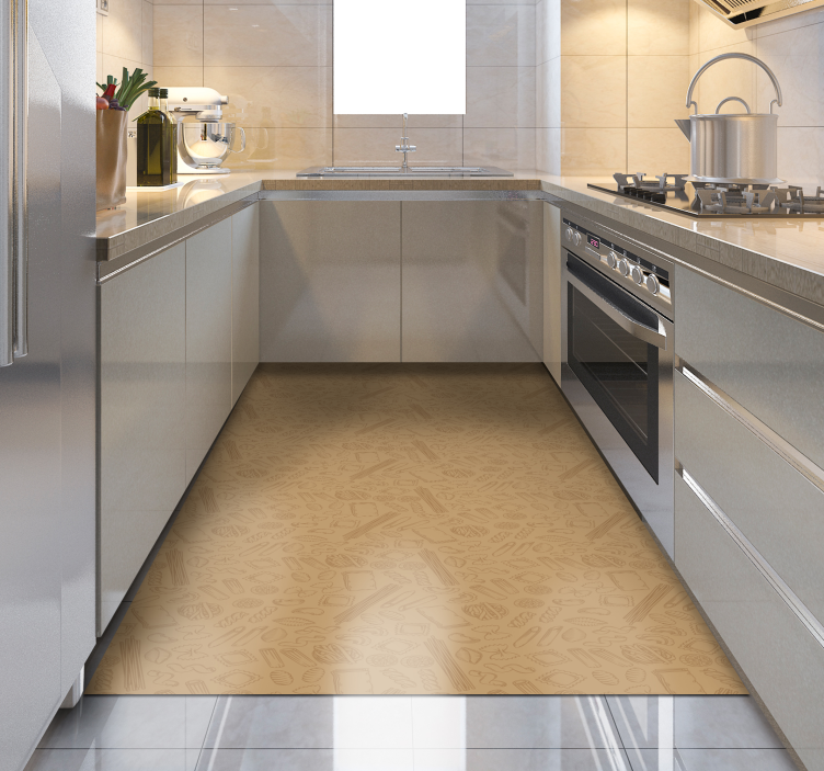 Vinyl Teppich Küche Braune pasta küchenmuster - TenStickers