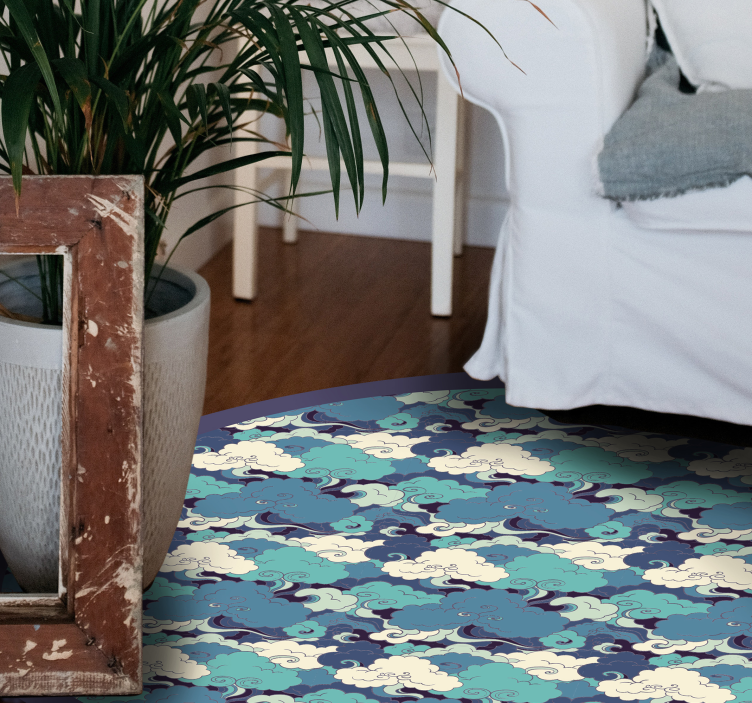 Vinylteppich Natur Japanische wellen & wolken - TenStickers