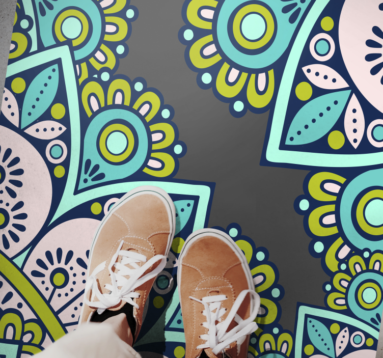 Vinylteppich Mandala Blaues und grünes mandala - TenStickers