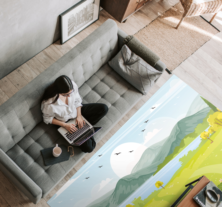 Vinylteppich Natur Cartoon berglandschaft - TenStickers