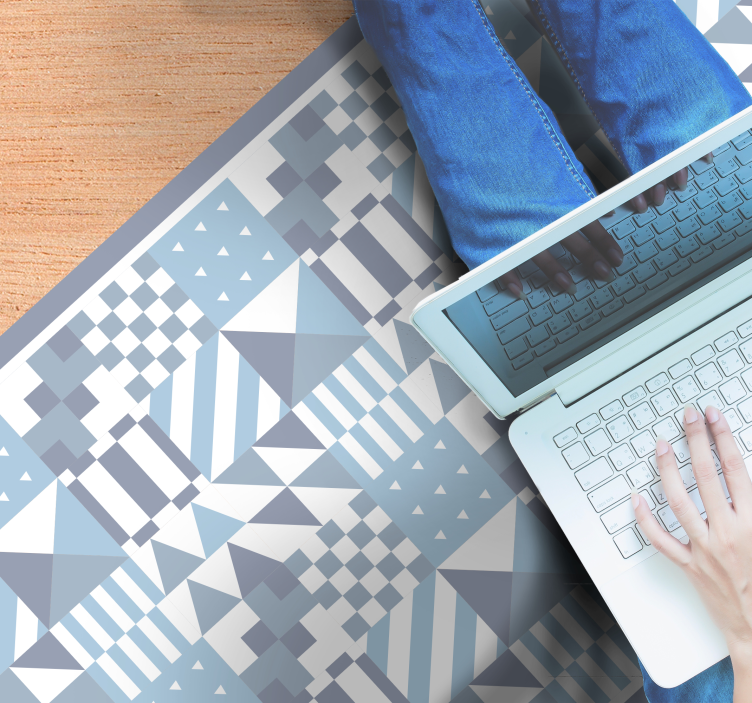 Vinyl Teppich Küche Geometrisches blaues Muster - TenStickers