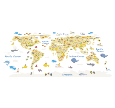 Vinyl teppich weltkarte tierwelt en - TenStickers