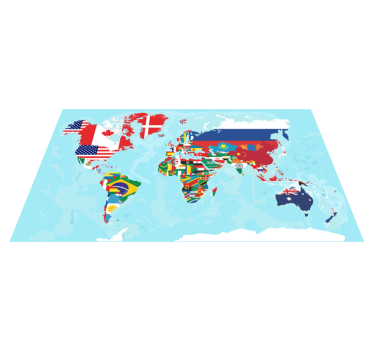 Vinyl teppich weltkarte mit flaggen motiven - TenStickers