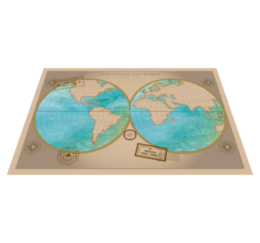 Vintage Weltkarte Vinyl Teppich - TenStickers