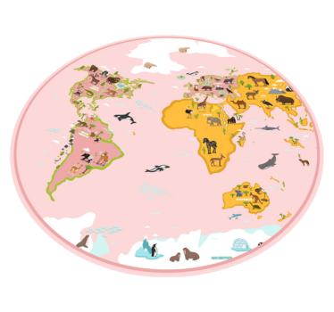Vinylteppich Kinder rosa weltkarte - TenStickers