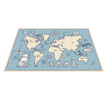 Vinyl Teppich Weltkarte nautische weltkarte - TenStickers