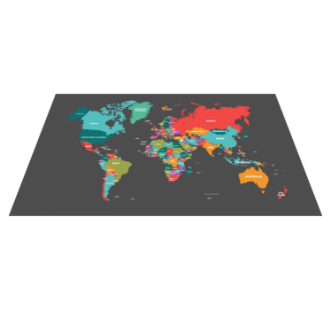 Vinyl Teppich Weltkarte bunte karte - TenStickers