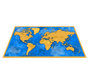 Vinyl Teppich Weltkarte goldene und blaue karte - TenStickers