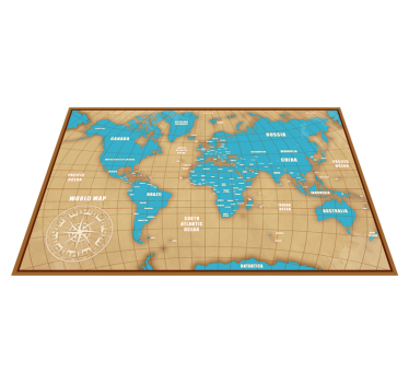 Vinyl Teppich Weltkarte blaues design mit ländern - TenStickers