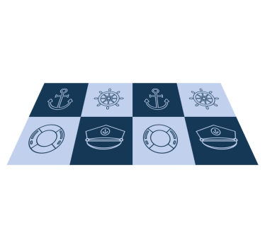 Vinyl Teppich Weltkarte nautische themen-symbole - TenStickers