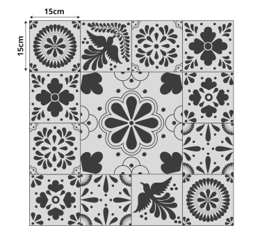 Vinylteppich rechteckig Schwarz-cremefarbene küchenfliesen - TenStickers