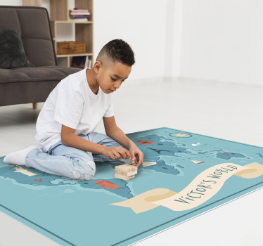Lustiger vinyl-weltkarten-teppich mit namen - TenStickers