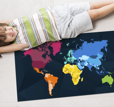 Moderner bunter weltkarten vinyl teppich - TenStickers