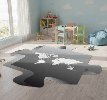 Vinyl teppich weltkarte schwarzes puzzlestück - TenStickers