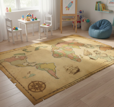 Vinyl teppich weltkarte im antiken vintage design - TenStickers