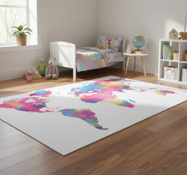 Vinyl teppich weltkarte im batikdesign - TenStickers