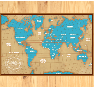 Vinyl Teppich Weltkarte blaues design mit ländern - TenStickers