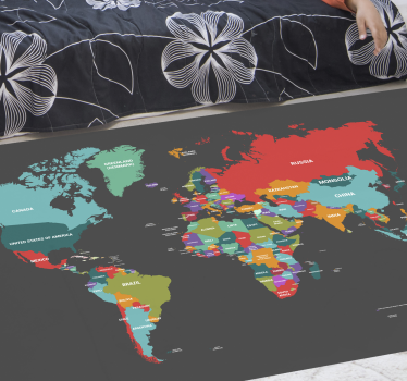 Vinyl Teppich Weltkarte bunte karte - TenStickers