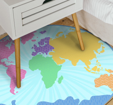 Vinyl Teppich Weltkarte bunter kartenkreis - TenStickers