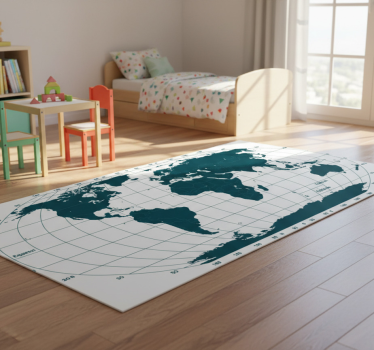 Vinyl teppich weltkarte mit blauen meridianen - TenStickers