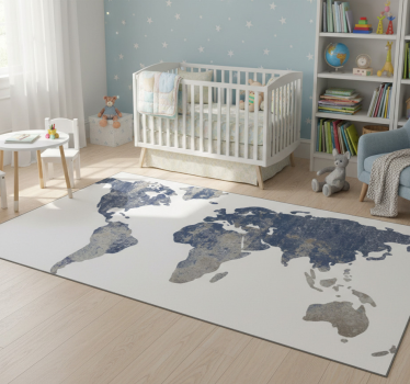 Vinyl teppich weltkarte dekorative wandtextur blau - TenStickers