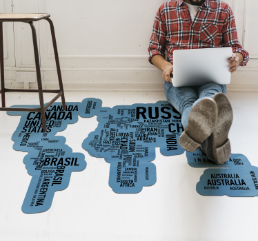 Vinyl Teppich Weltkarte geographische kontur - TenStickers