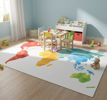 Vinyl teppich weltkarte geometrische wandkarte - TenStickers
