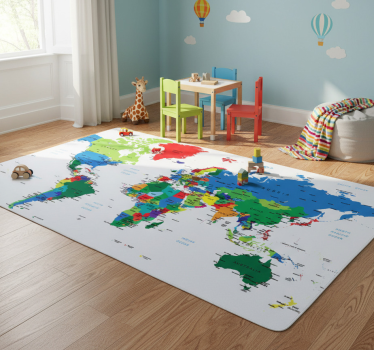 Vinyl teppich weltkarte in buntem design - TenStickers