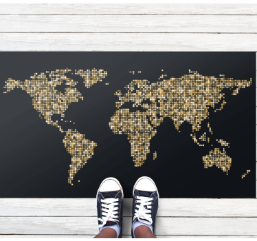 Vinyl teppich weltkarte in gold - TenStickers