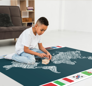 Vinyl teppich weltkarte kunstwerk der weltkarte - TenStickers