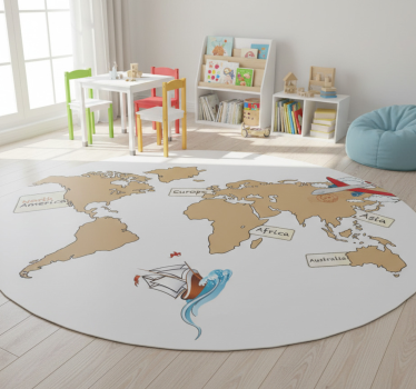 Vinyl teppich weltkarte mit englischen kontinenten - TenStickers