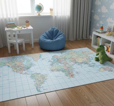 Vinyl teppich weltkarte mit englisch stundenplan - TenStickers