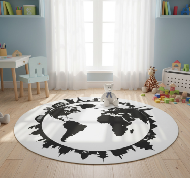 Vinyl teppich weltkarte mit monumenten - TenStickers