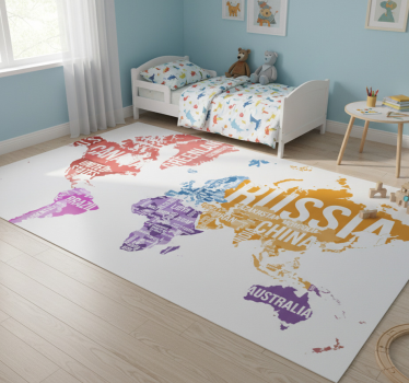 Vinyl teppich weltkarte mit namen und grenzen - TenStickers