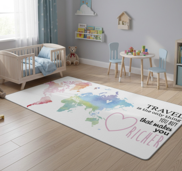 Vinyl teppich weltkarte mit reisetext en - TenStickers