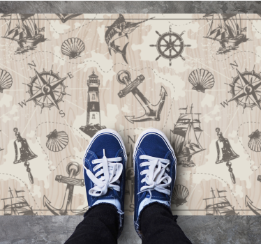 Vinyl Teppich Weltkarte nautische themen - TenStickers