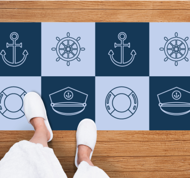 Vinyl Teppich Weltkarte nautische themen-symbole - TenStickers