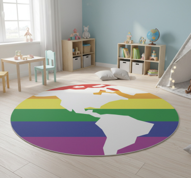 Vinyl teppich weltkarte regenbogen weltkarte - TenStickers