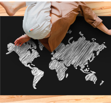Vinyl Teppich Weltkarte tafel graues design - TenStickers