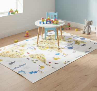 Vinyl teppich weltkarte tierwelt en - TenStickers