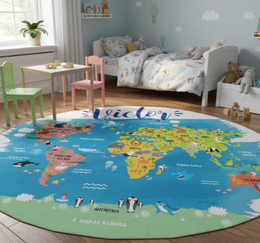 Vinyl teppich weltkarte tierwelt mit spanischen namen - TenStickers