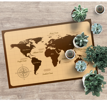 Vinyl Teppich Weltkarte braunes vintage-design - TenStickers