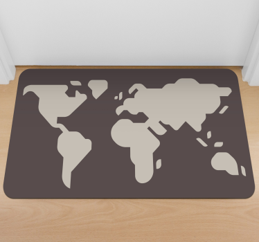 Vinyl Teppich Weltkarte beiges und graues motiv - TenStickers