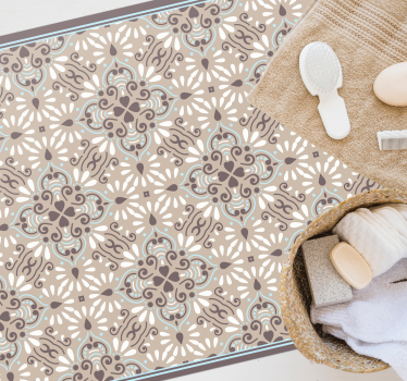 Vinylteppich Blumen Beige weißer mosaik-vinylteppich - TenStickers