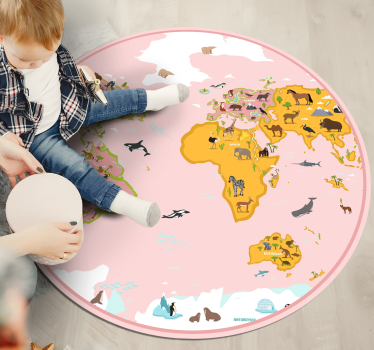 Vinylteppich Kinder rosa weltkarte - TenStickers